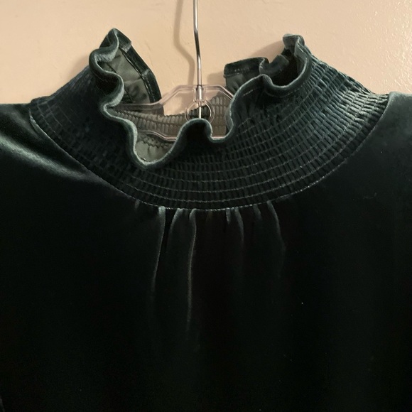 Soft Surroundings Floriana Velvet Peplum Ruffle Blouse Pine Grove Size Medium - Picture 5 of 13